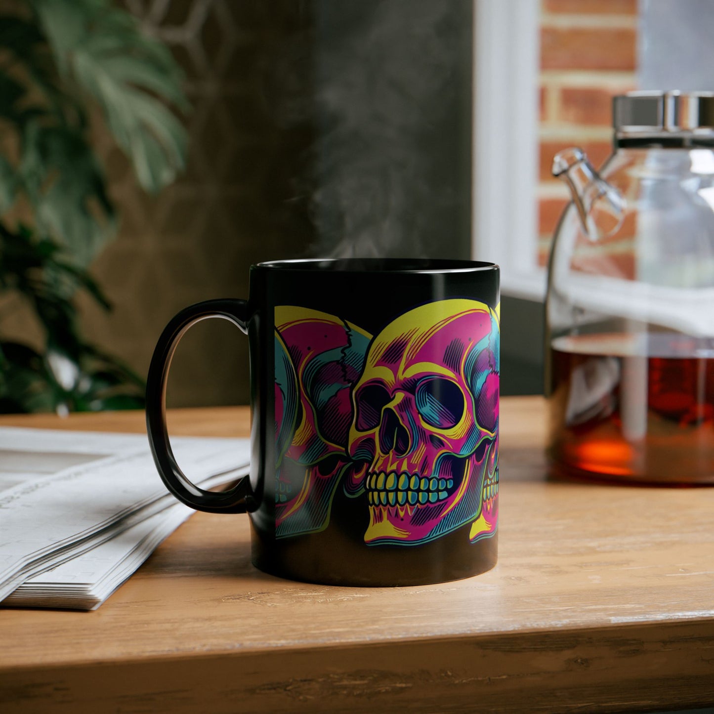 Neon Smile Black Mug 11oz